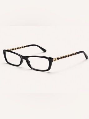 CHANEL Black Frames with Gold CC Chain Detail